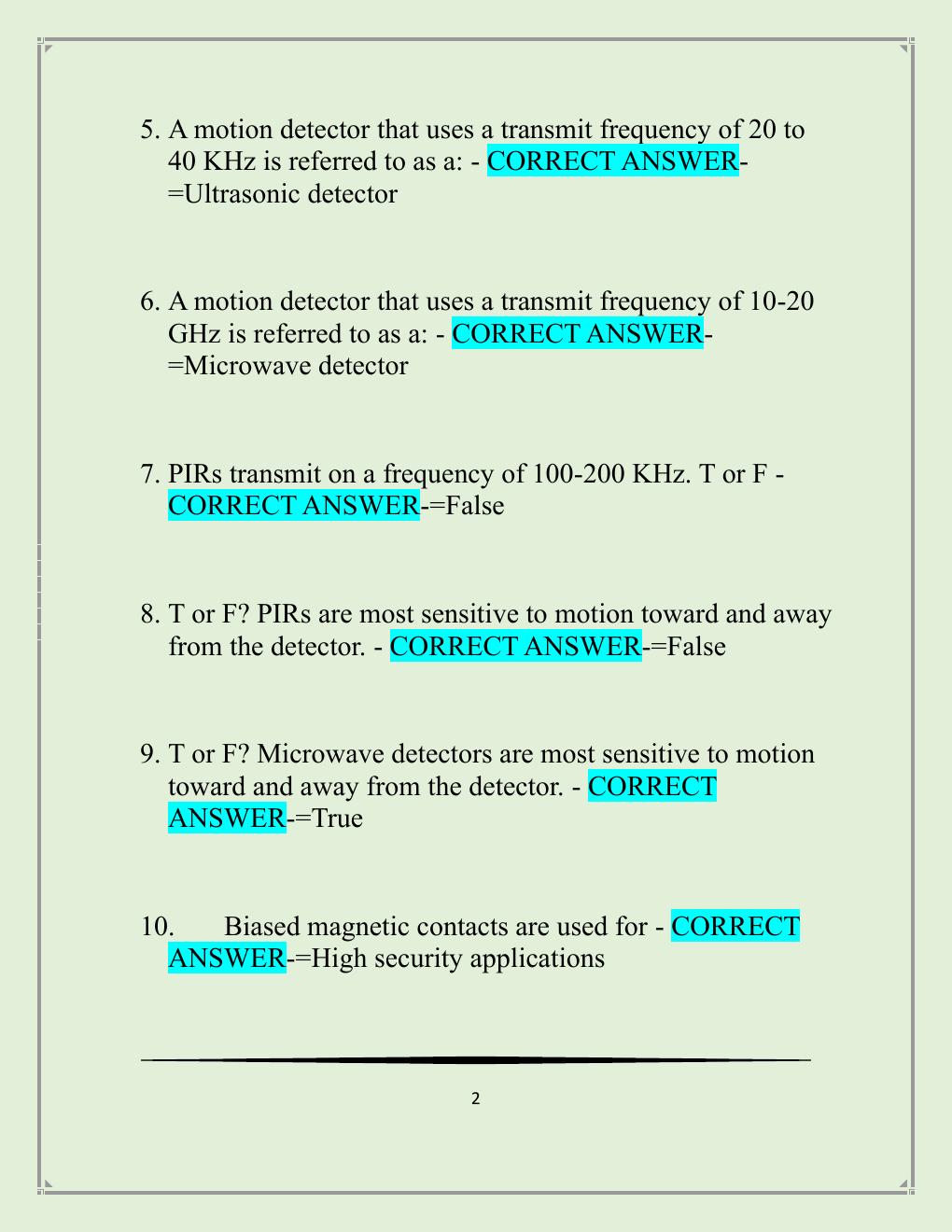 Preview page 2 of Utah burglar alarm Qualifying Agent 120 Questions with 100
