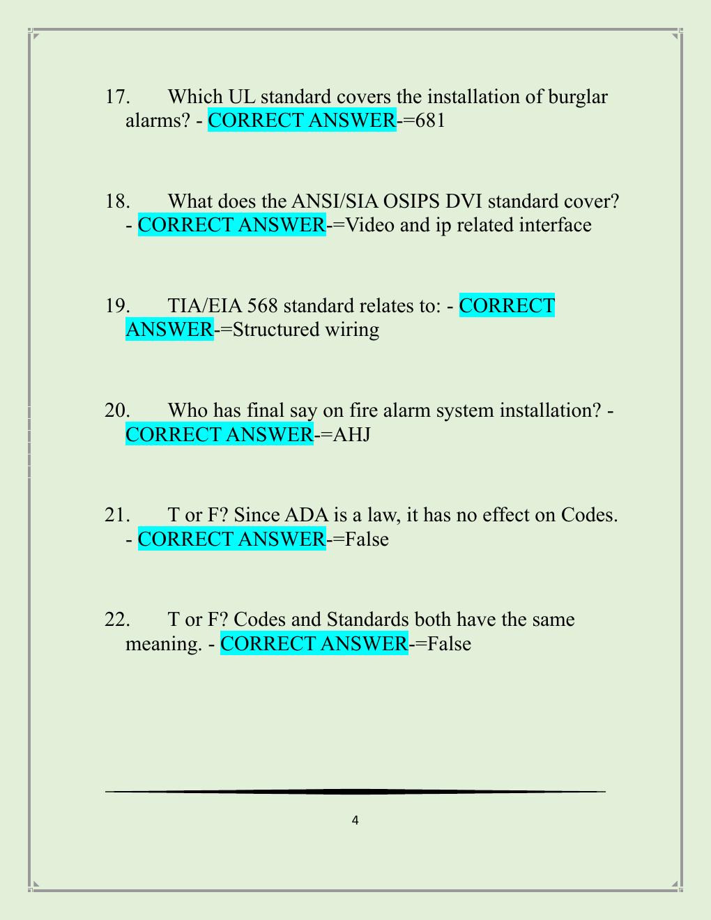 Preview page 4 of Utah burglar alarm Qualifying Agent 120 Questions with 100