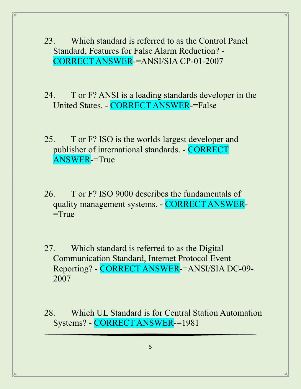 Preview page 5 of Utah burglar alarm Qualifying Agent 120 Questions with 100