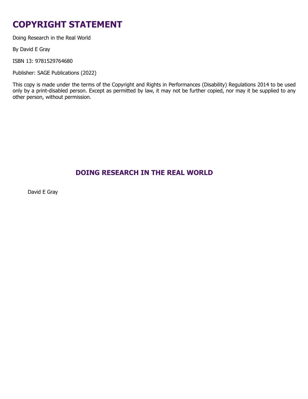 Preview page 2 of Doing Research in the Real World 5th Edition By David Gray