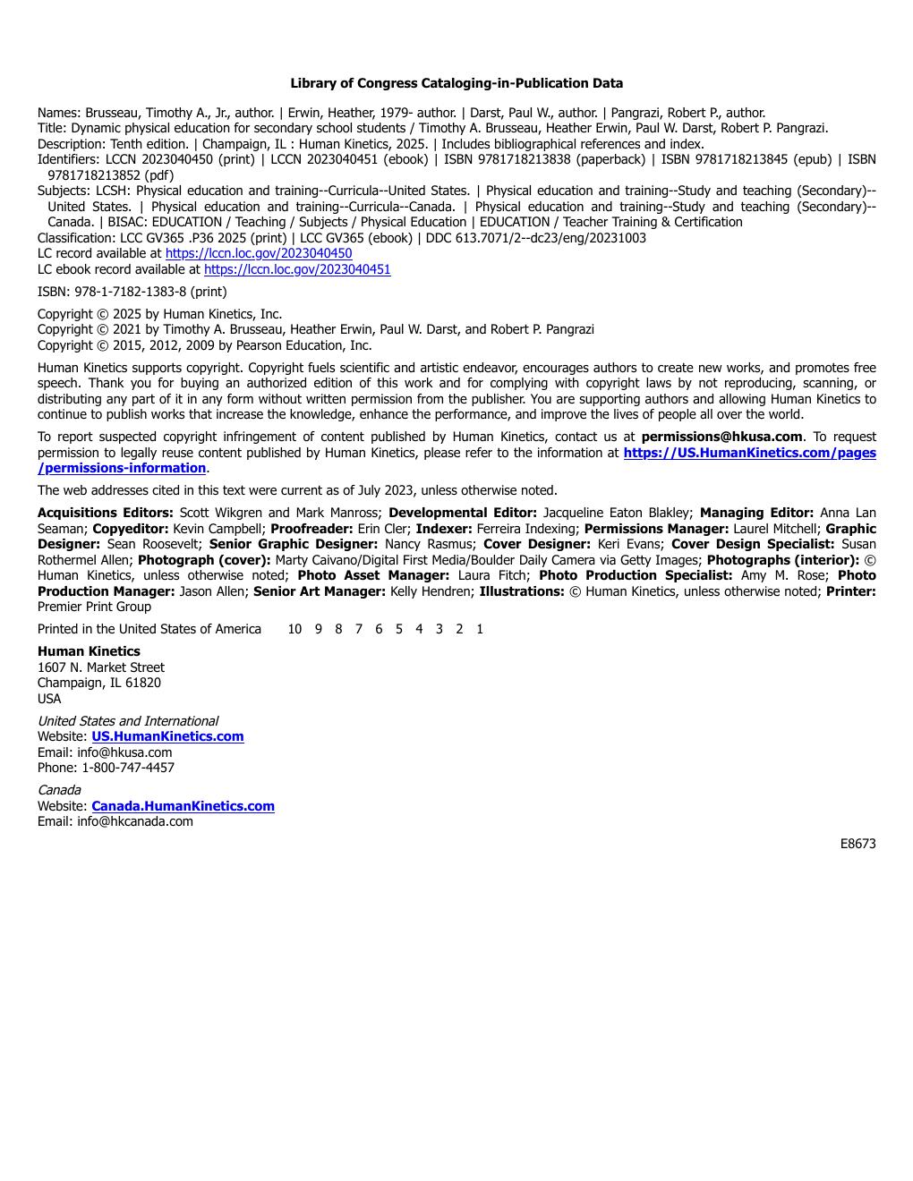 Preview page 3 of Dynamic Physical Education for Secondary School Students 10th Edition By Timothy Brusseau, Heather Erwin, Paul Darst, Ro