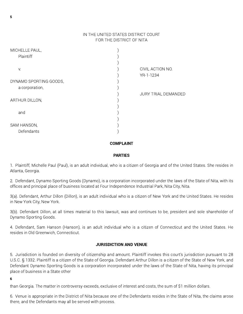 Preview page 10 of Paul v. Dynamo Sporting Goods, Dillon, and Hanson A Motion Practice Case Study, Materials for A's 3rd Edition By Morgan