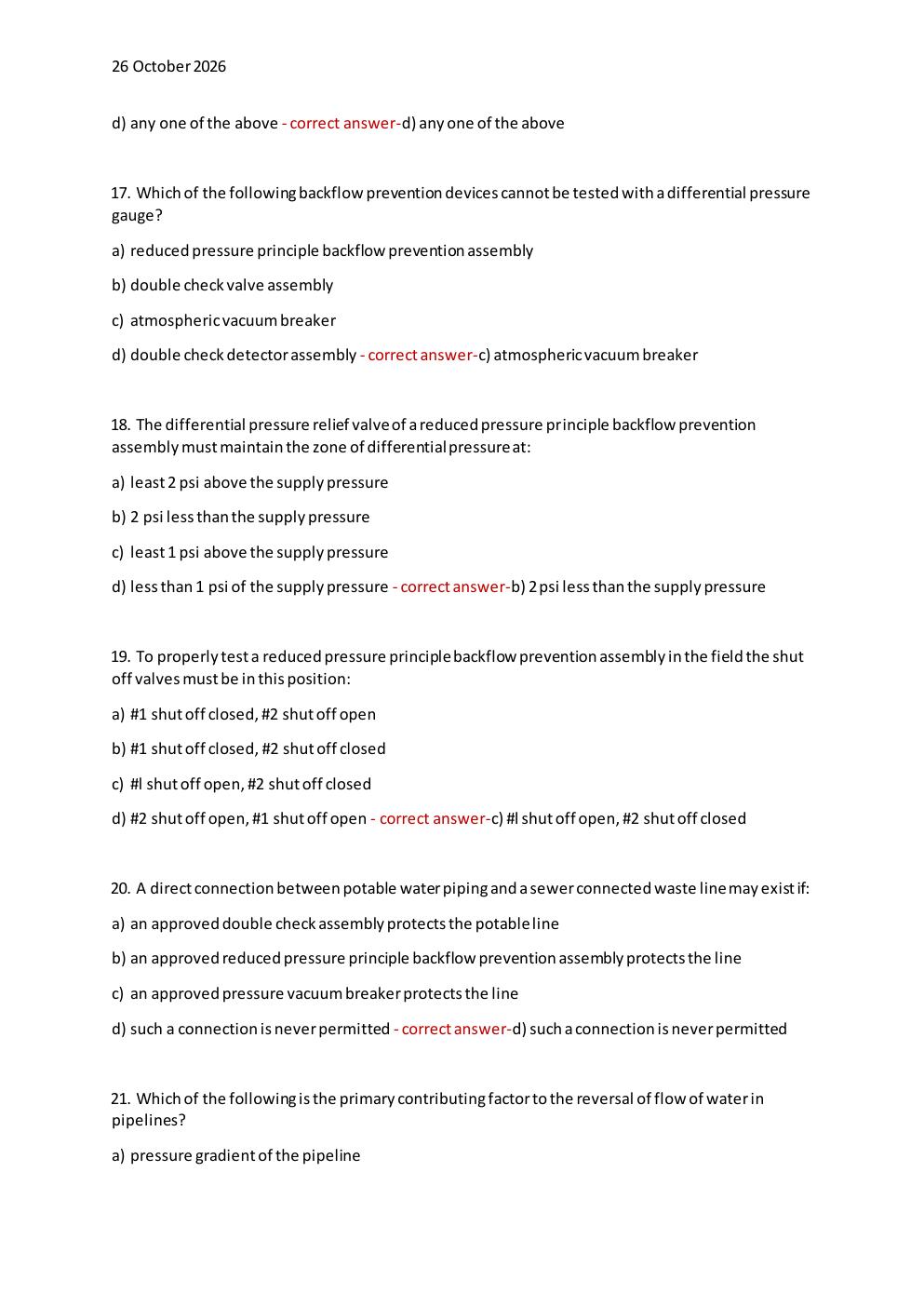 Preview page 5 of BACKFLOW PREVENTION FINAL EXAM 2026/2027 | 130 HIGH- YIELD QUESTIONS & VERIFIED ANSWERS | BACKFLOW  CERTIFICATION EXAM P