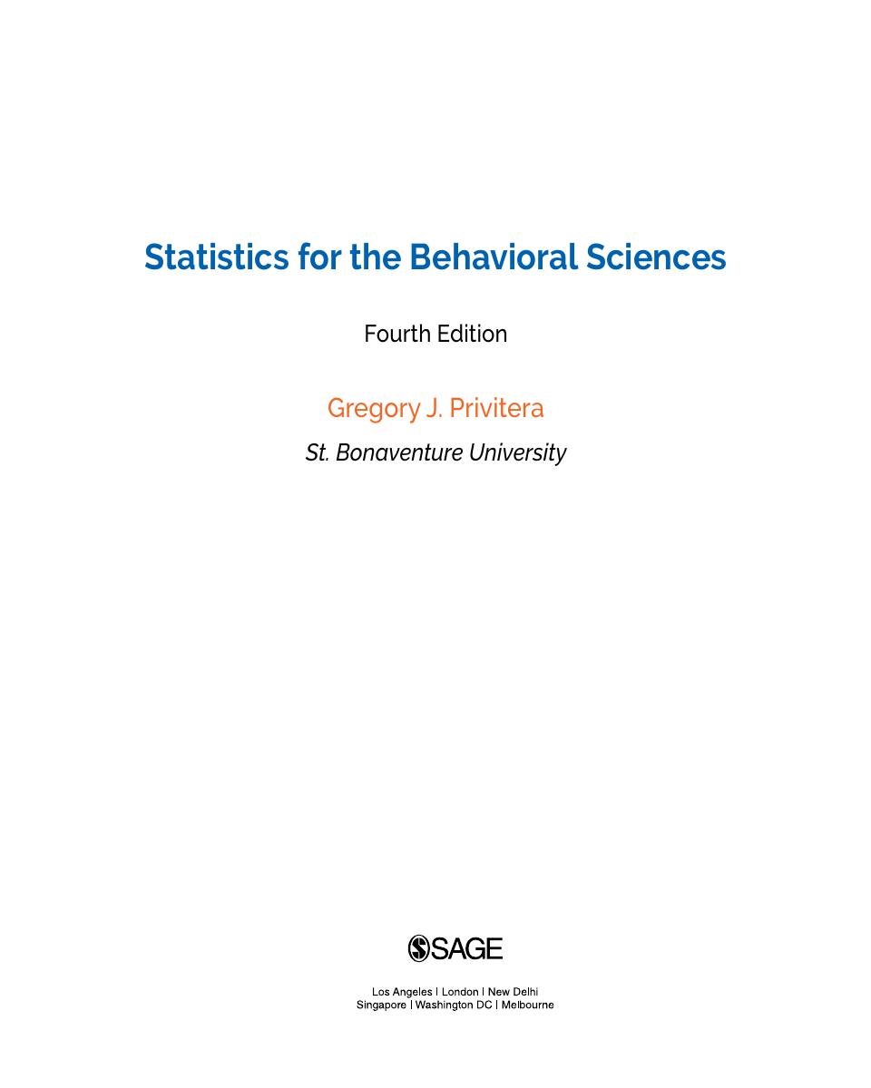 Preview page 4 of PDF(ebook) Statistics for the Behavioral Sciences, By Gregory J. Privitera, 4e