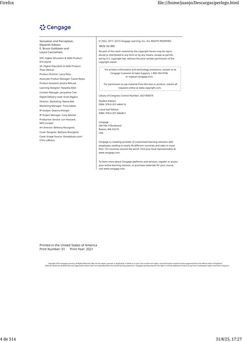 Preview page 4 of eBook [PDF] Sensation and Perception By E. Bruce Goldstein, James Brockmole