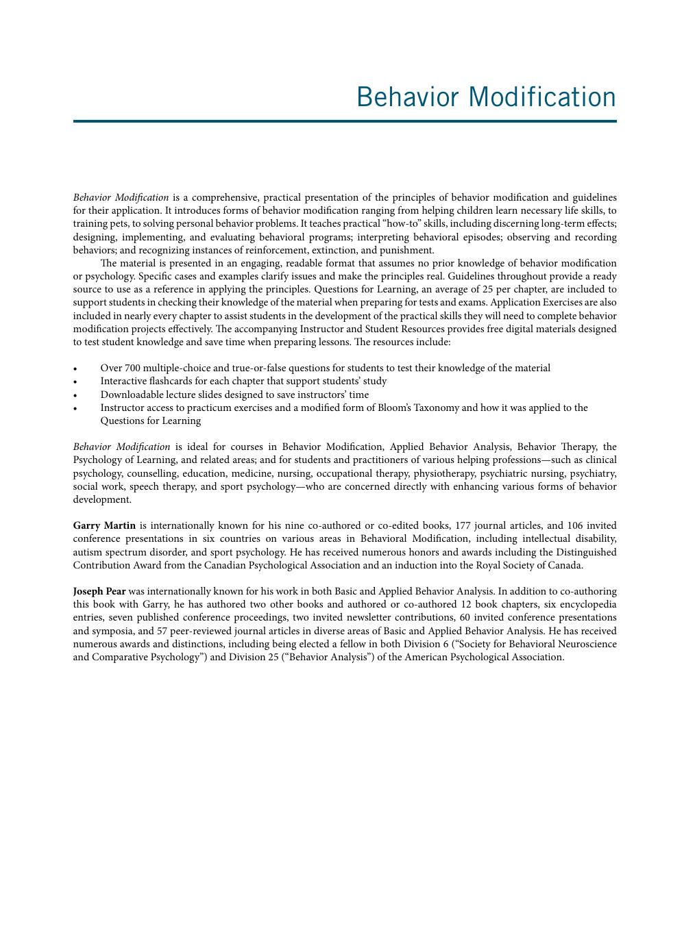 Preview page 2 of Behavior Modification 12th Edition By Garry Martin, Joseph Pear