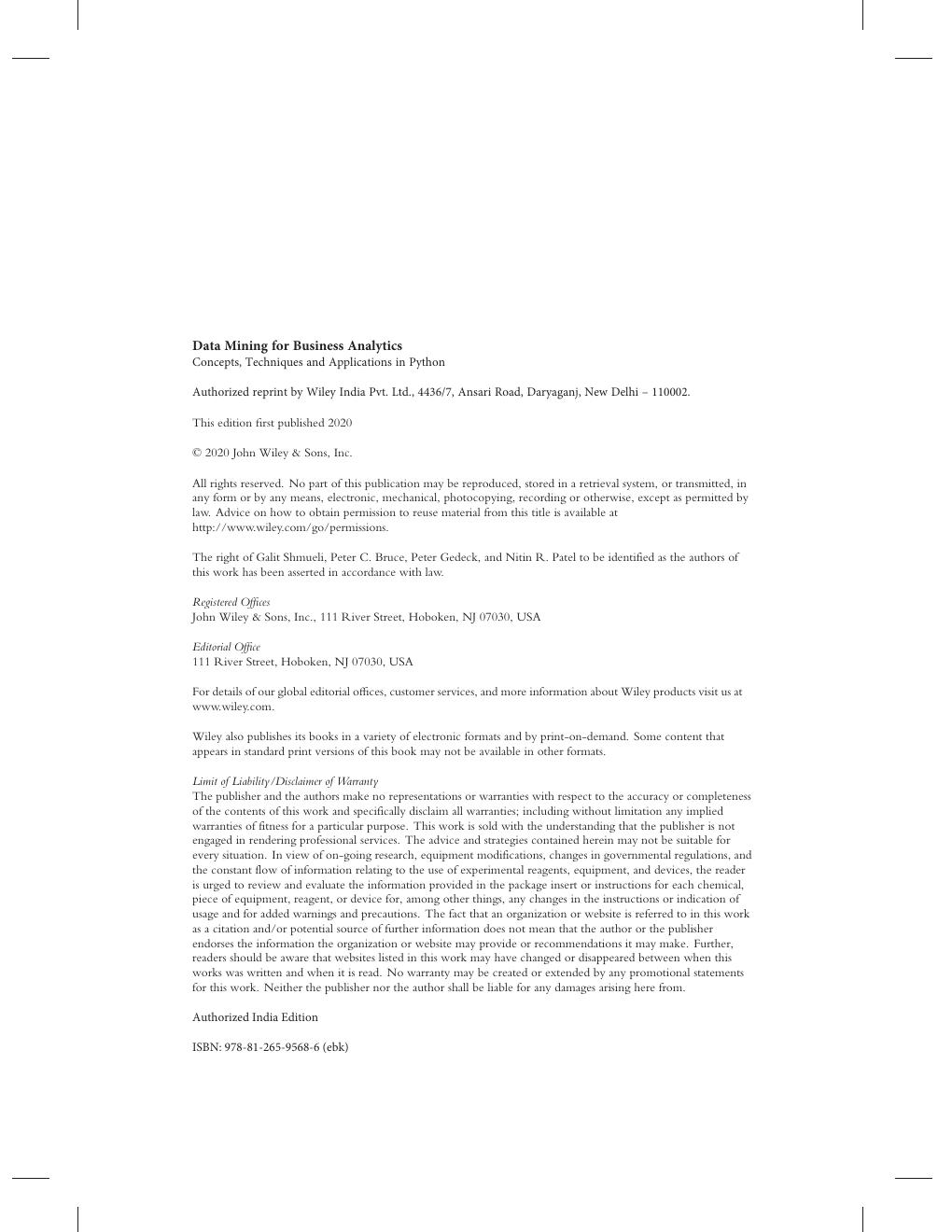 Preview page 5 of Data Mining for Business Analytics Concepts Techniques and Applications in Python 1st Edition By Shmueli, Bruce Gedeck,