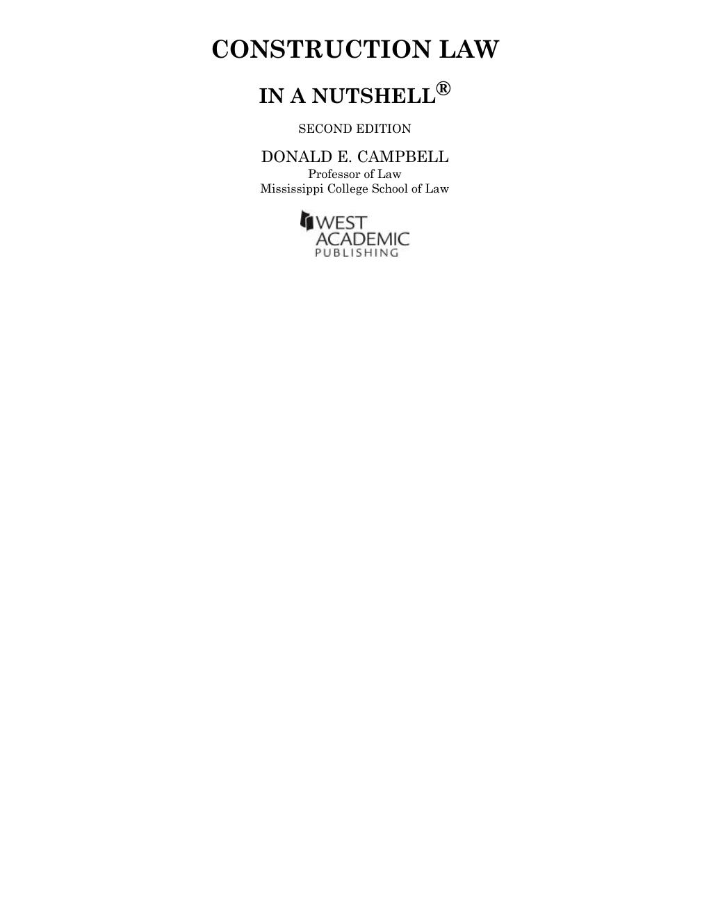Preview page 4 of Construction Law in a Nutshell 2nd Edition By Donald Campbell