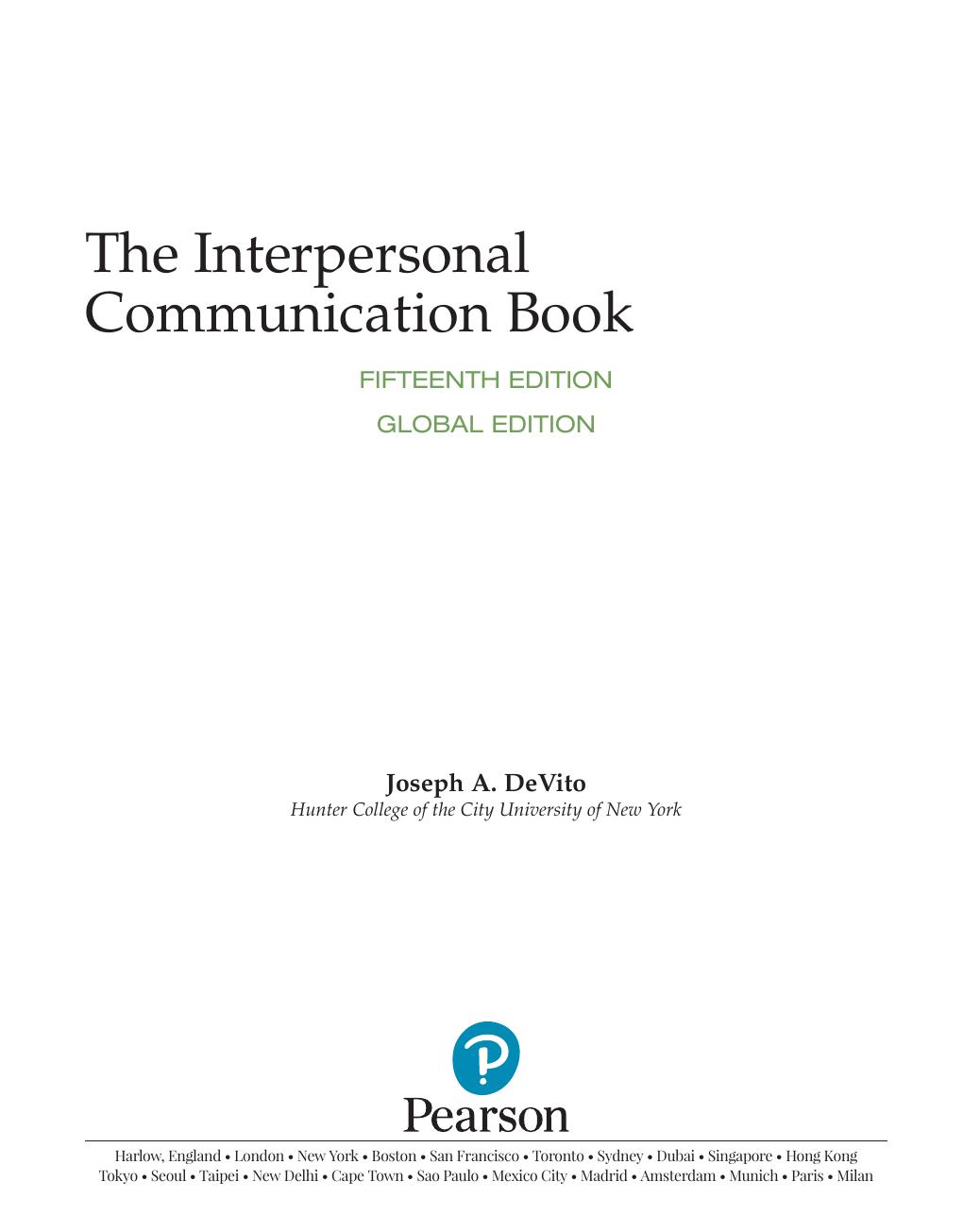 Preview page 2 of The Interpersonal Communication Book 15th Global Edition By Joseph A. DeVito