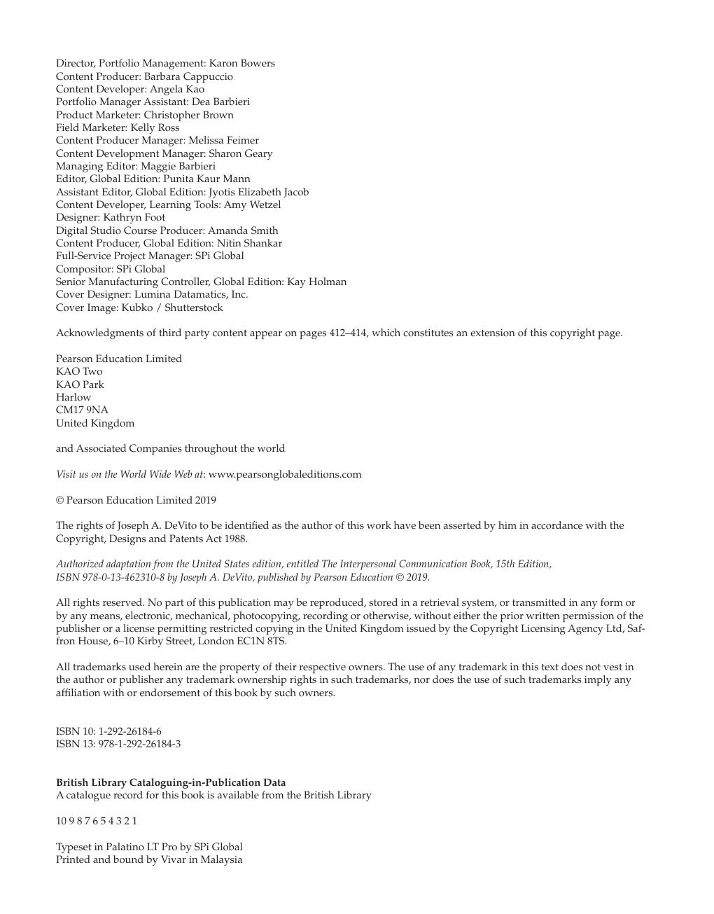Preview page 3 of The Interpersonal Communication Book 15th Global Edition By Joseph A. DeVito
