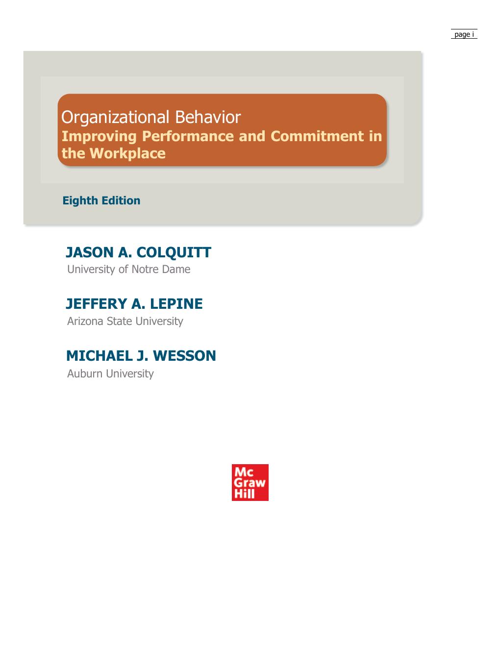 Preview page 2 of Organizational Behavior Improving Performance and Commitment in the Workplace 8th Edition By  Jason Colquitt, Jeffery Le