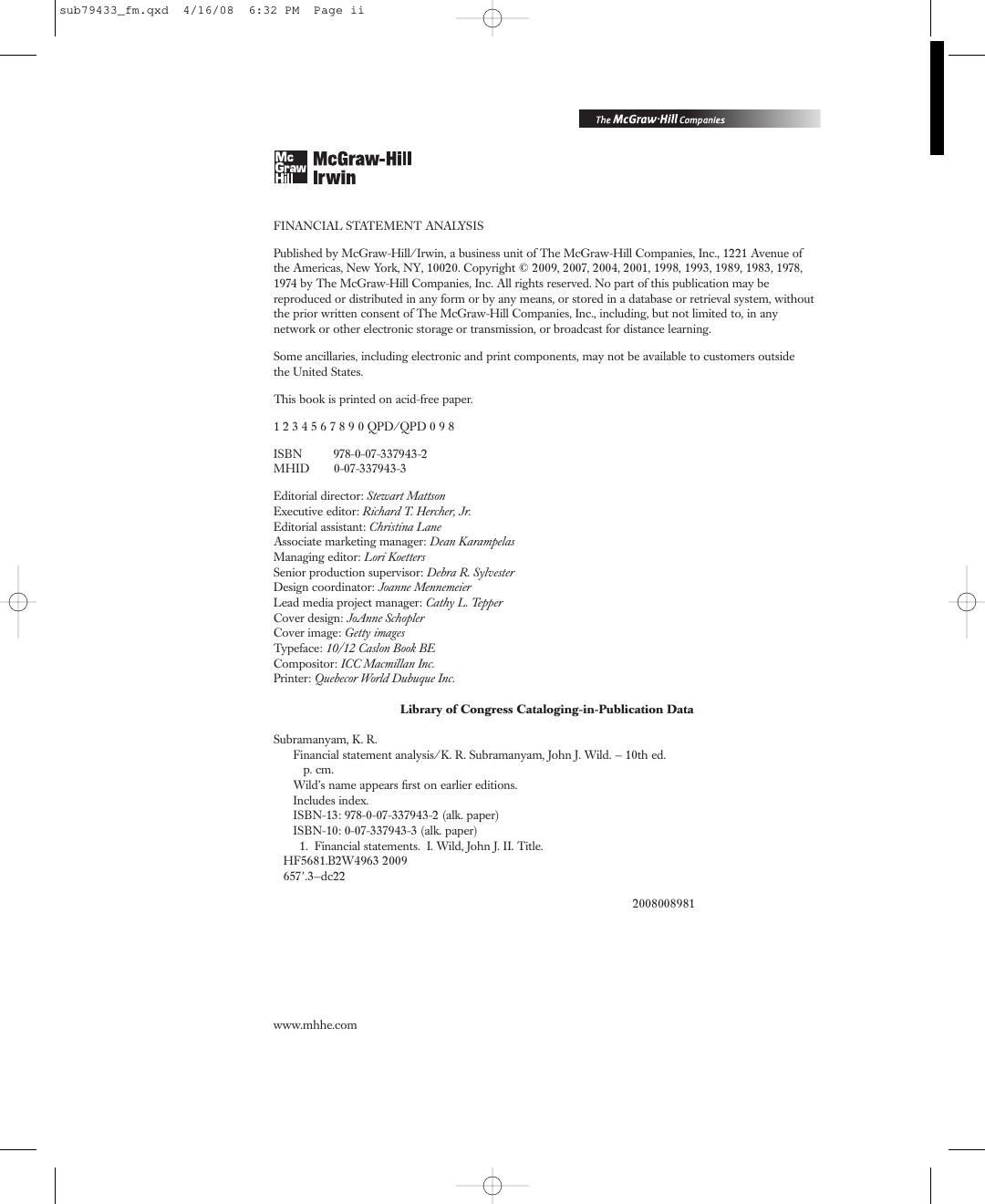 Preview page 5 of Financial Statement Analysis 10th Edition By K.Subramanyam, John Wild