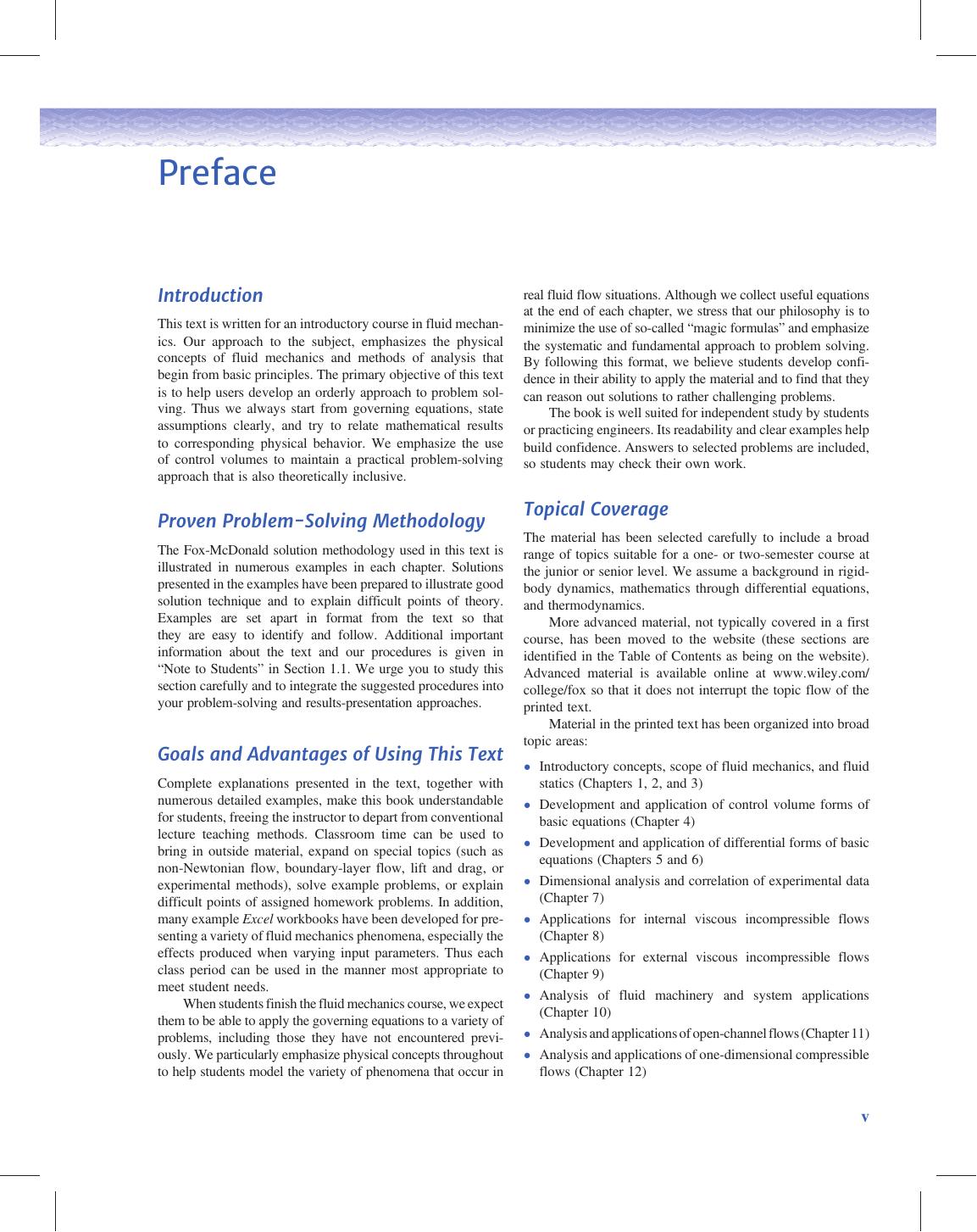 Preview page 6 of Fluid Mechanics 9th Edition By Robert Fox, Alan Mcdonald