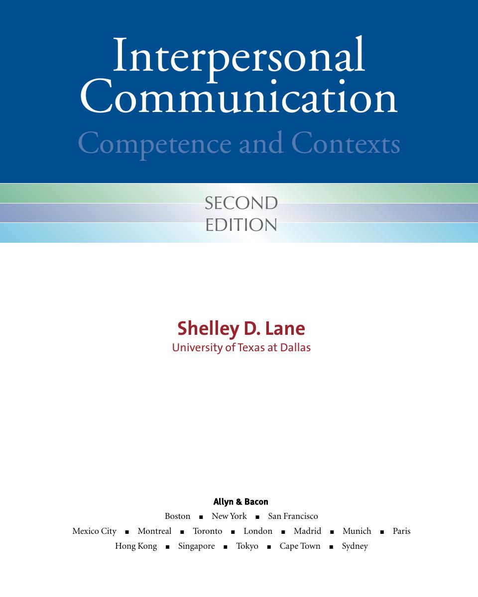 Preview page 6 of Interpersonal Communication 2nd Edition By Shelley D.Lane
