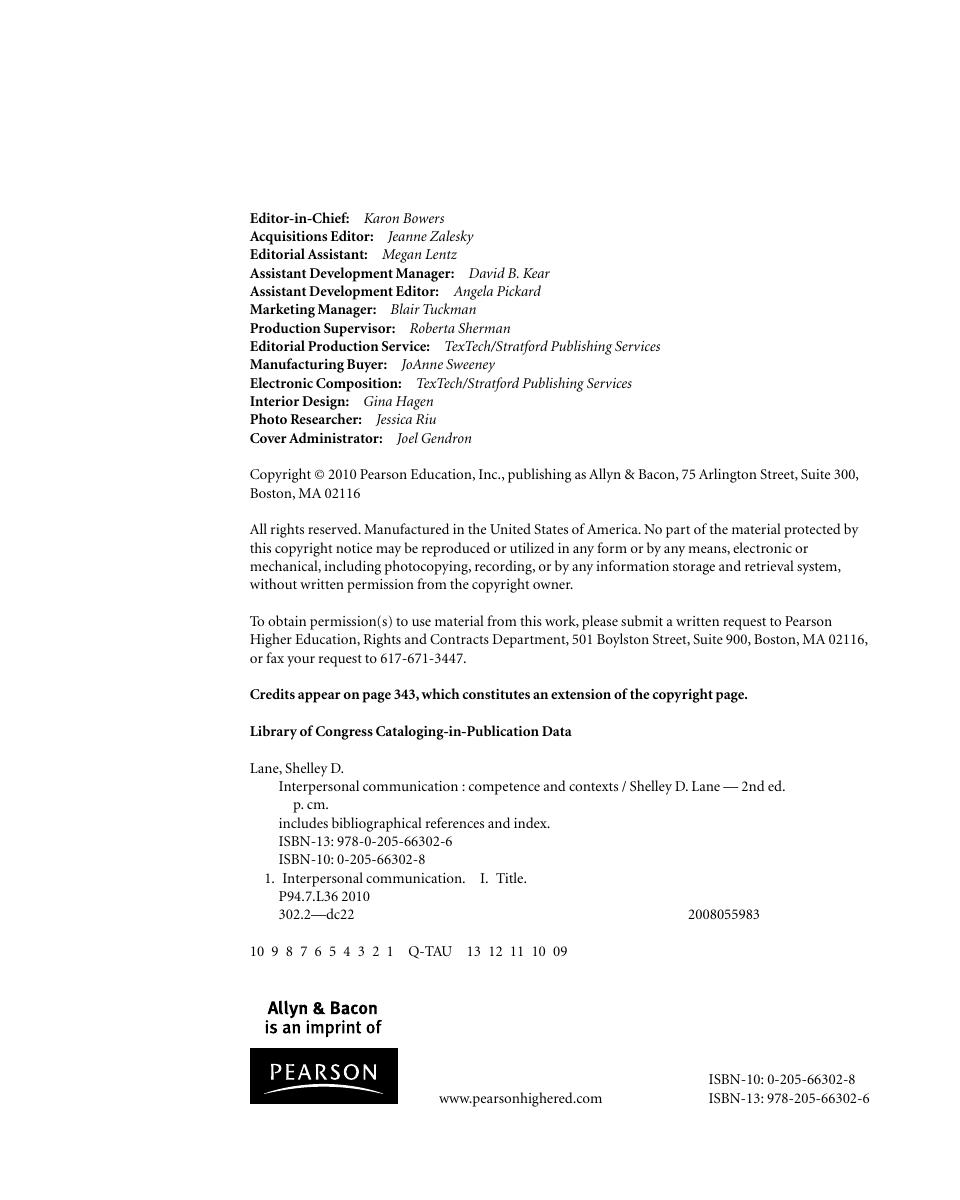 Preview page 7 of Interpersonal Communication 2nd Edition By Shelley D.Lane