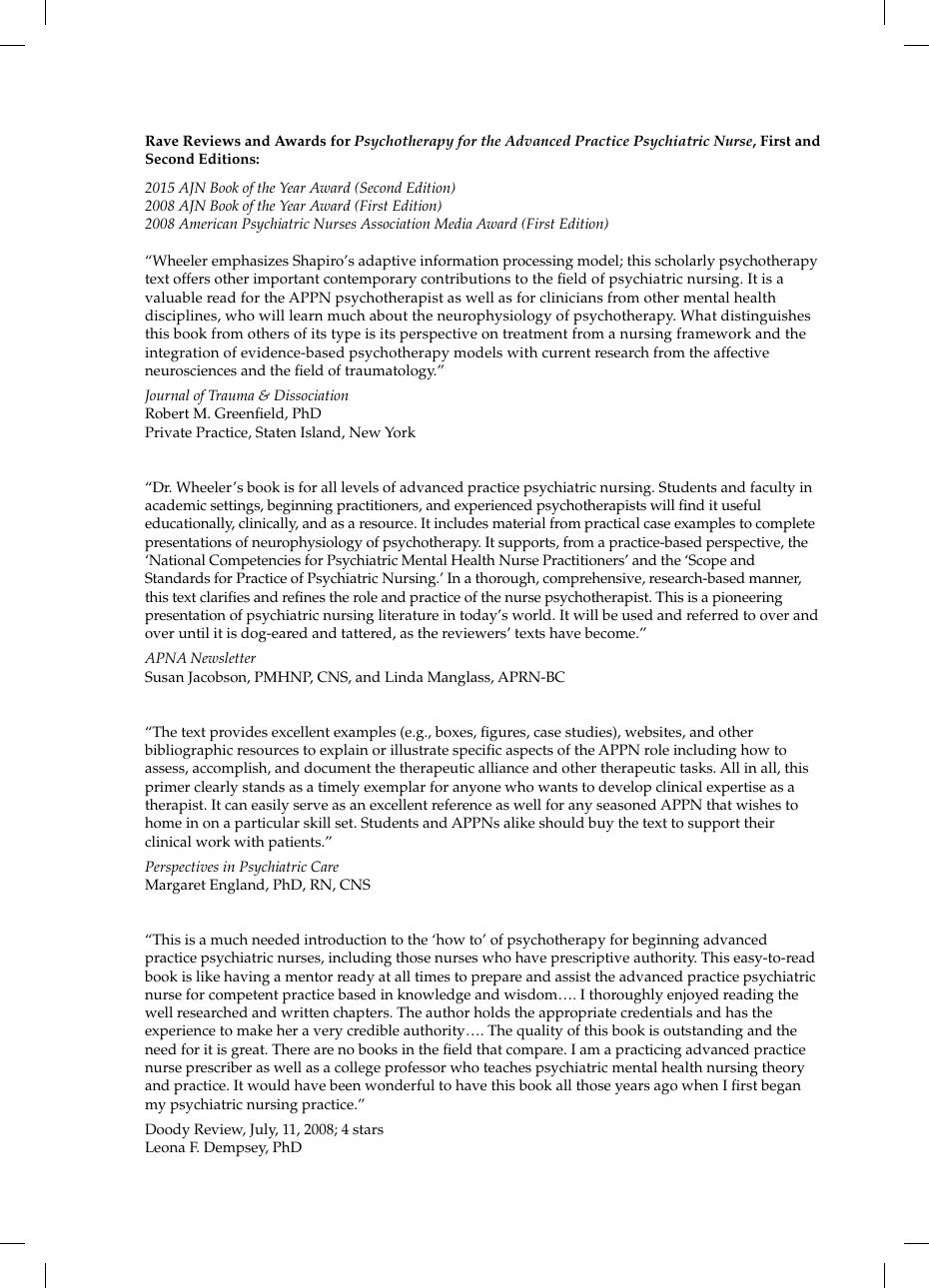 Preview page 3 of Approach to Psychotherapy for the Advanced Practice Nurse 3rd Edition BY Knight, C. & Wheeler, K eBook [PDF]