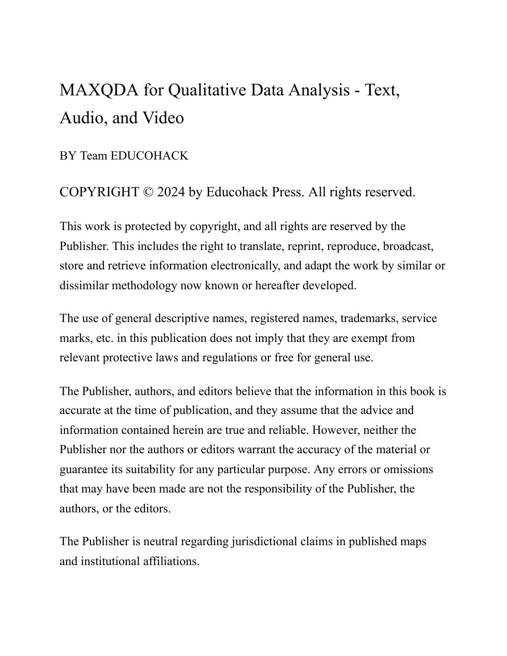 Preview page 7 of MAXQDA for Qualitative Data Analysis Text, Audio, and Video 1st Edition By Team EDUCOHACK