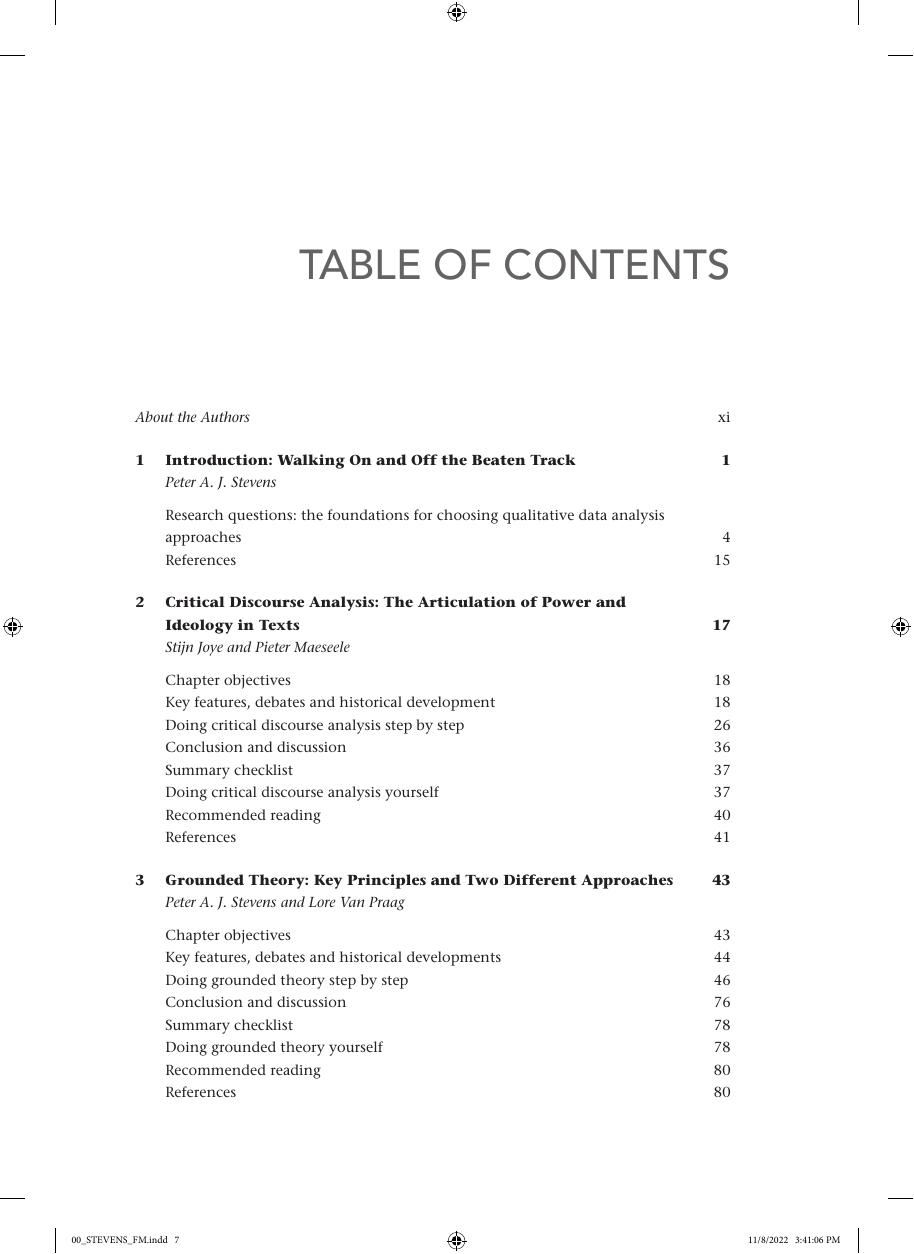 Preview page 8 of Qualitative Data Analysis Key Approaches 1st Edition By Peter A. J. Stevens