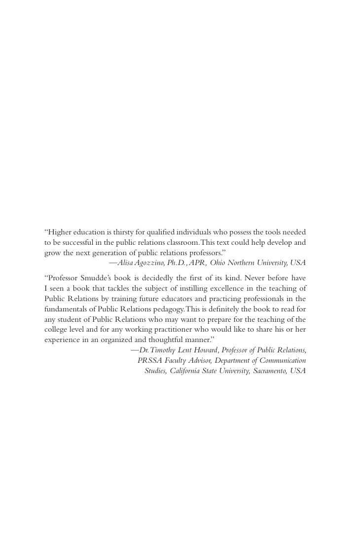 Preview page 2 of Teaching Public Relations Principles and Practices for Effective Learning 1st Edition By Peter M. Smudde
