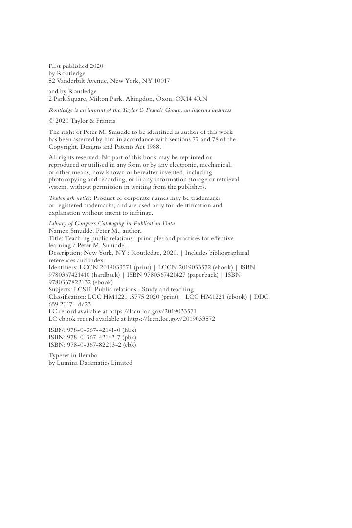 Preview page 7 of Teaching Public Relations Principles and Practices for Effective Learning 1st Edition By Peter M. Smudde