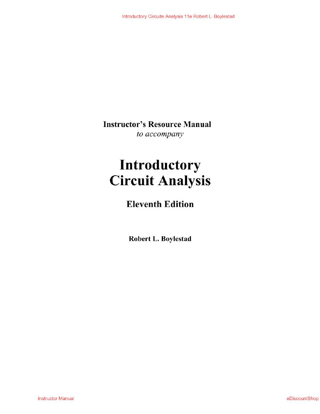 Preview page 2 of Instructor Manual For Introductory Circuite Analysis 11th Edition By Robert L. Boylestad