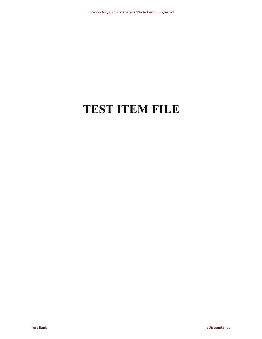 Preview page 2 of Test Bank For Introductory Circuite Analysis 11th Edition By Robert L. Boylestad
