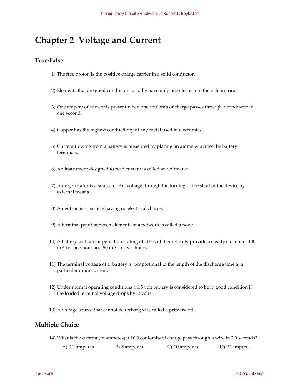 Preview page 10 of Test Bank For Introductory Circuite Analysis 11th Edition By Robert L. Boylestad
