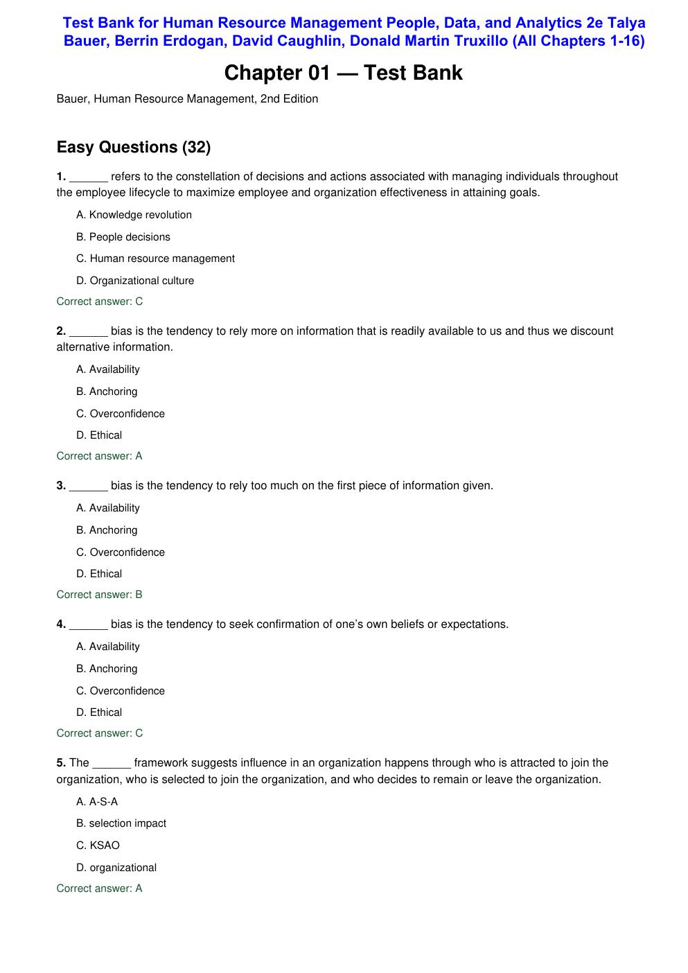 Preview page 2 of Human Resource Management People, Data, and Analytics 2nd Edition By Talya Bauer, Berrin Erdogan, David Caughlin, Donald