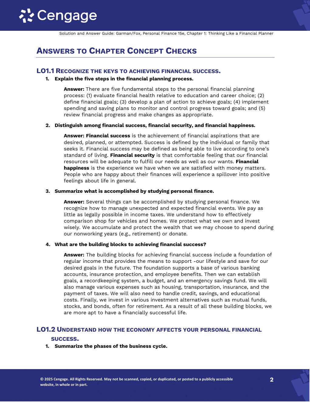 Preview page 3 of Personal Finance 15th Edition By Thomas Garman, Jonathan Fox | Solutions Manual |