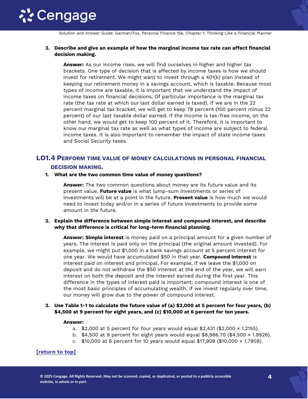 Preview page 5 of Personal Finance 15th Edition By Thomas Garman, Jonathan Fox | Solutions Manual |