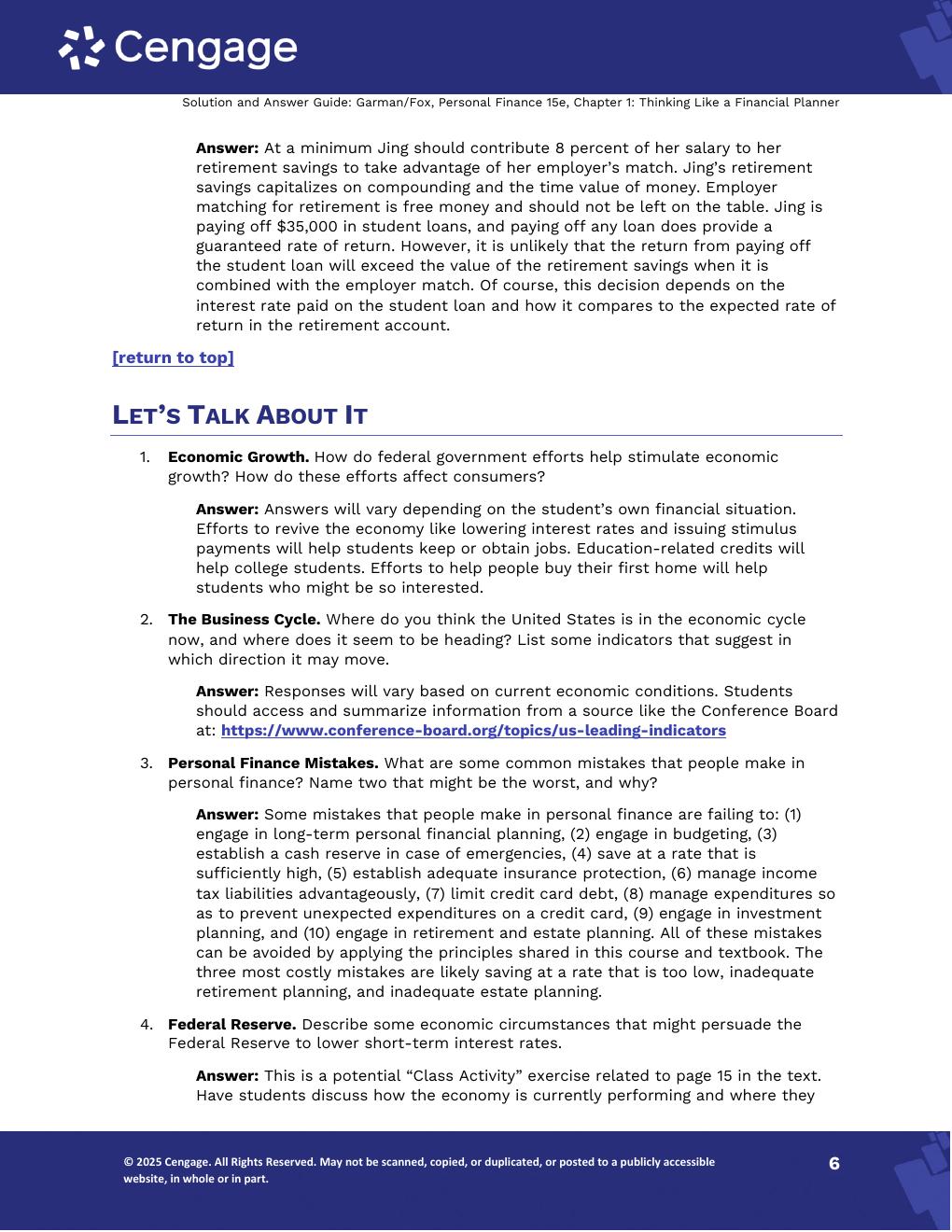 Preview page 7 of Personal Finance 15th Edition By Thomas Garman, Jonathan Fox | Solutions Manual |