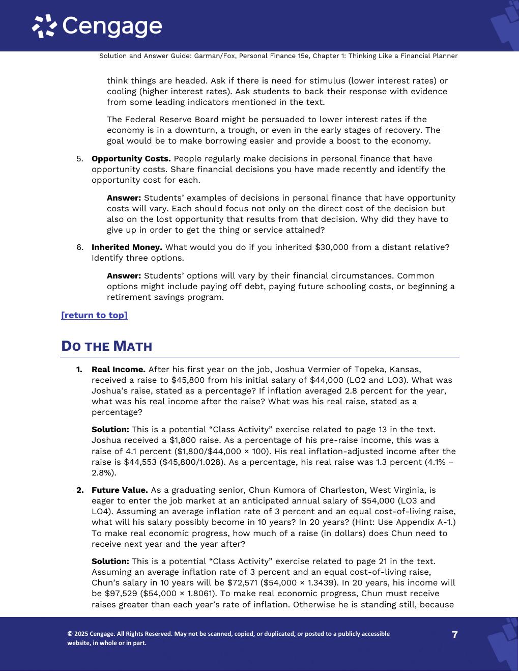 Preview page 8 of Personal Finance 15th Edition By Thomas Garman, Jonathan Fox | Solutions Manual |
