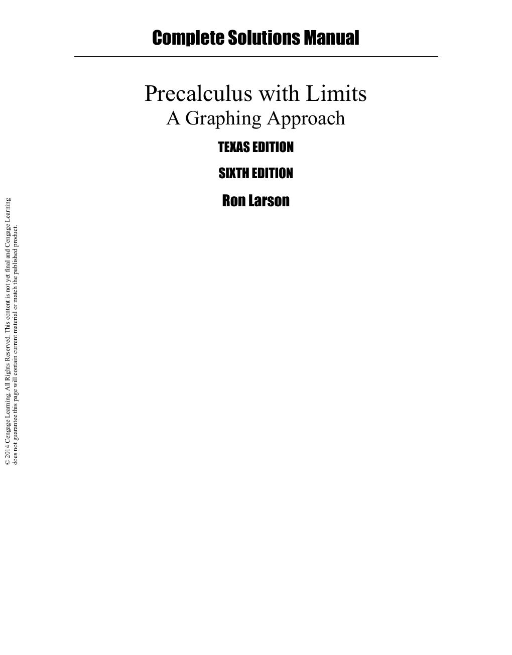 Preview page 2 of Precalculus with Limits A Graphing Approach (Texas Edition) 6th Edition By Ron Larson | Solutions Manual |