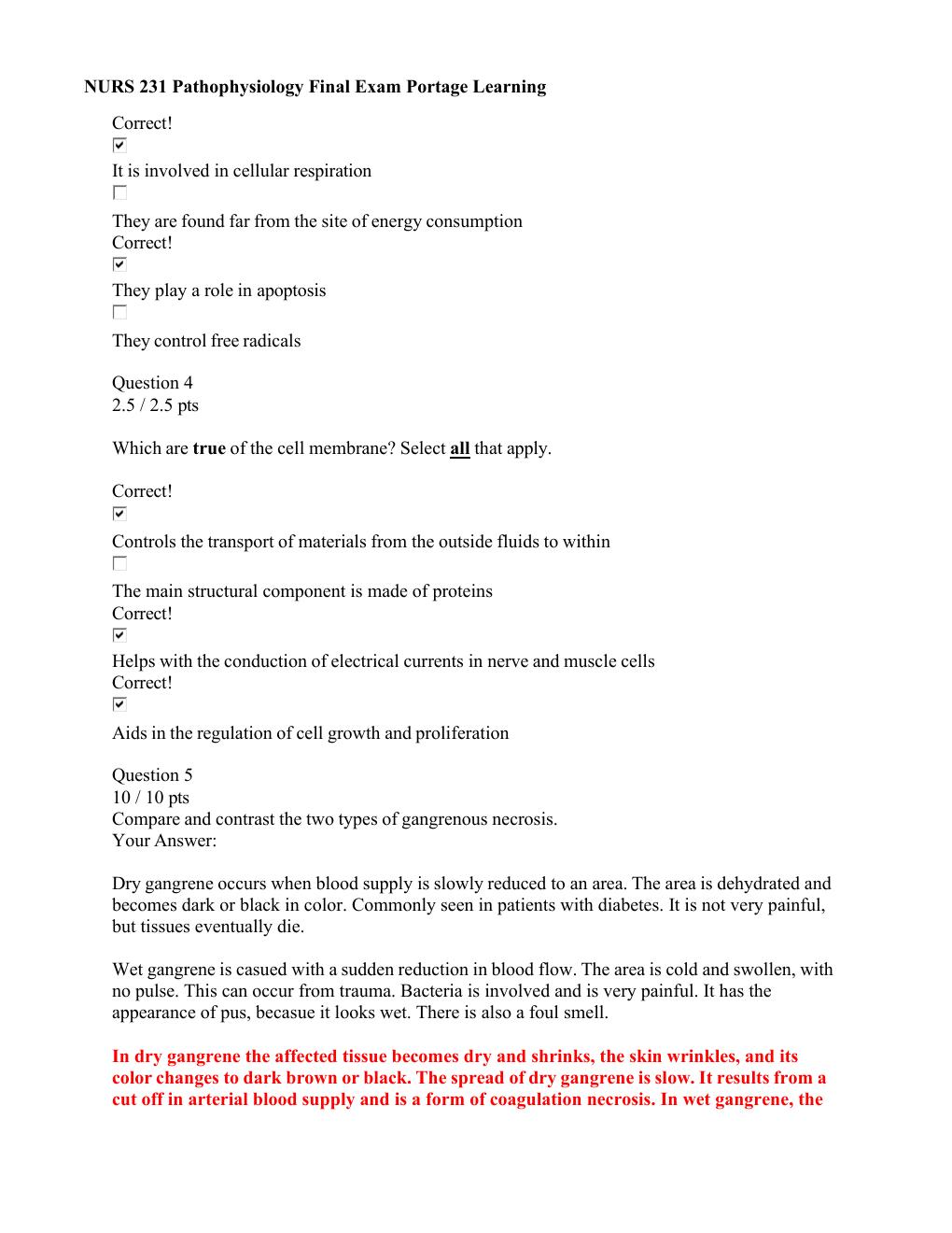 Preview page 2 of NURS 231 Pathophysiology Verified Final Exam Portage Learning 2026-2027 Rated A+