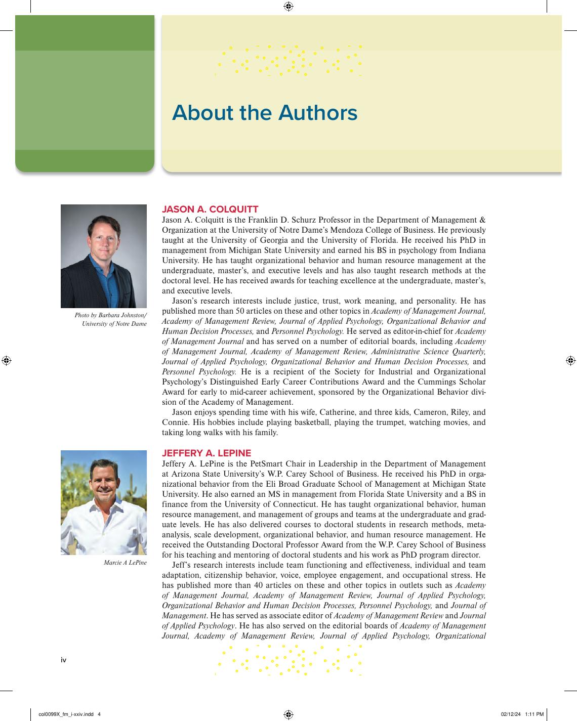 Preview page 5 of Organizational Behavior Improving Performance and Commitment in the Workplace 2025 Evergreen Release Jason Colquitt, Jef