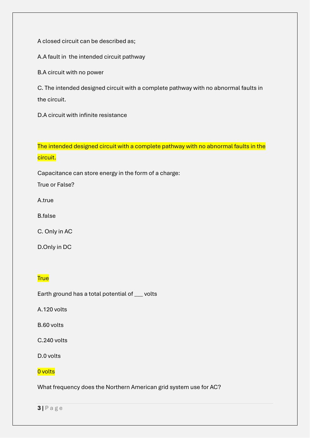 Preview page 3 of AT&T TKT II practice test Exam-Basic Electricity,  Circuits, Ohm’s Law, Digital Logics, Osi Model,  Networking and Elect