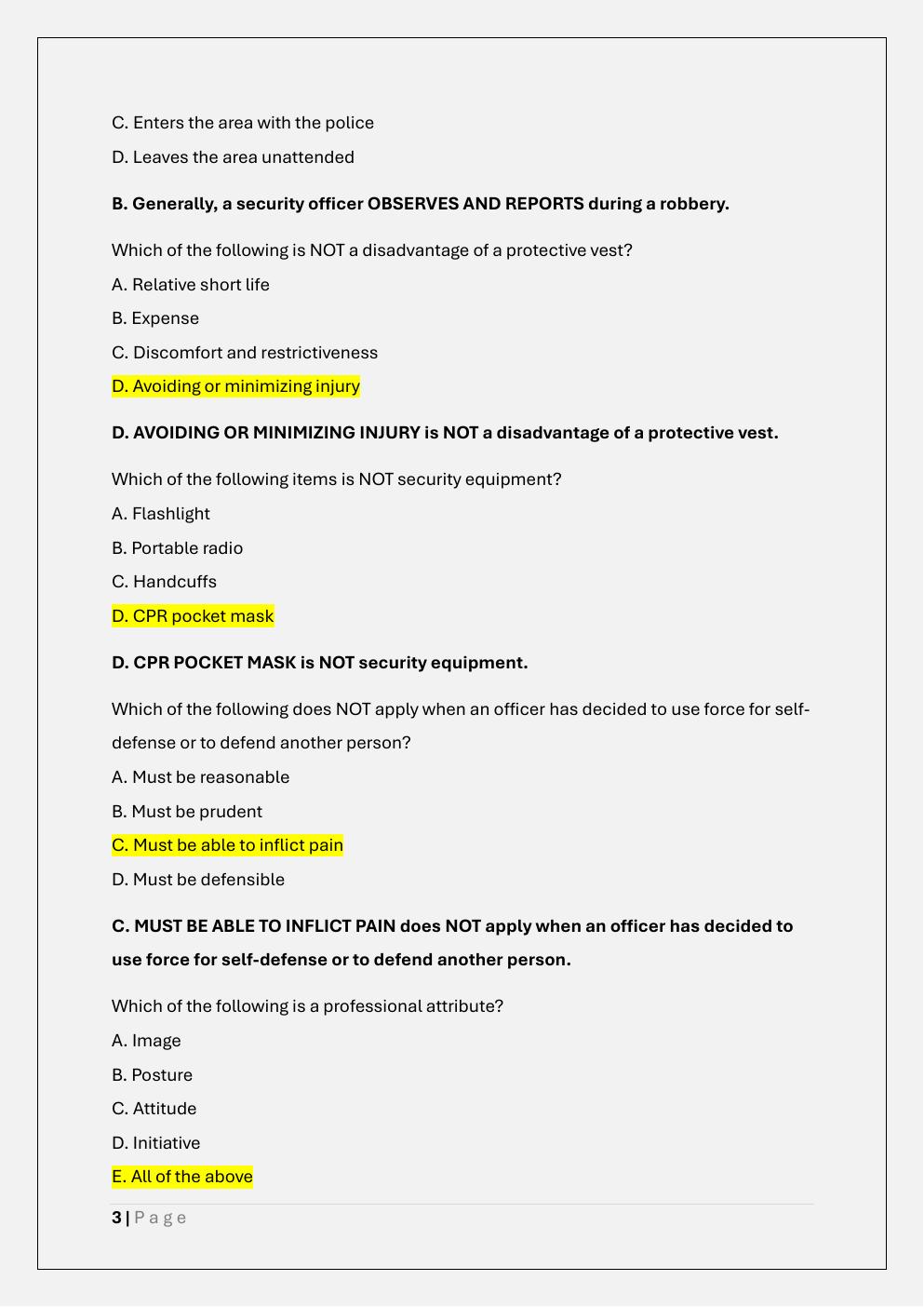 Preview page 3 of IAHSS Basic Healthcare Security Officers  Certification Exam test bank B
