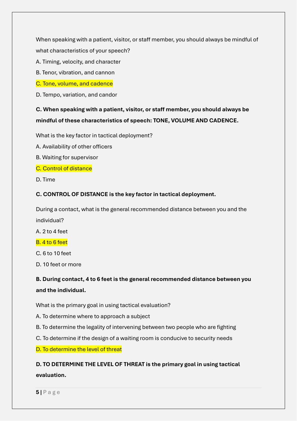 Preview page 5 of IAHSS Basic Healthcare Security Officers  Certification Exam test bank B