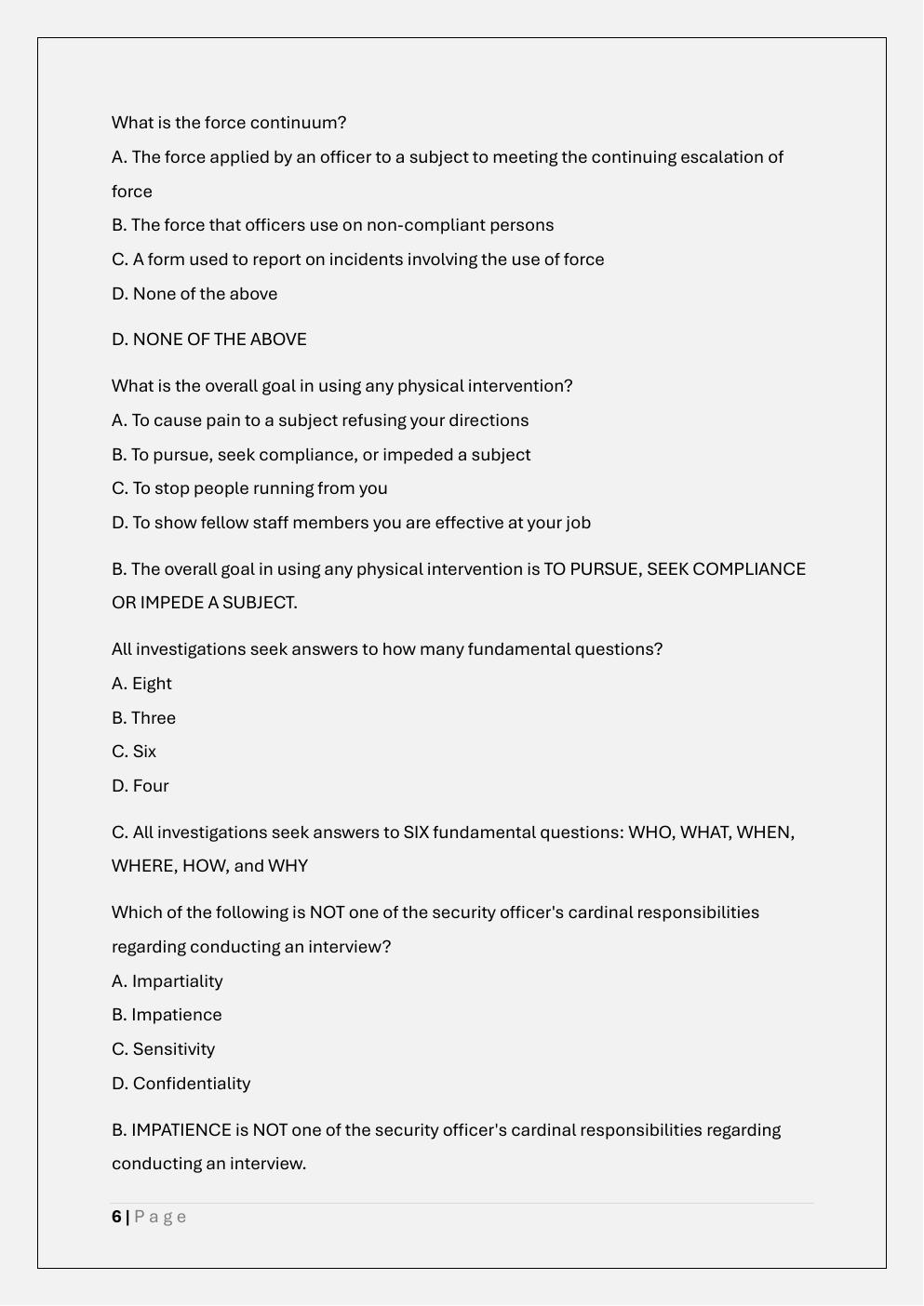 Preview page 6 of IAHSS Basic Healthcare Security Officers  Certification Exam test bank B