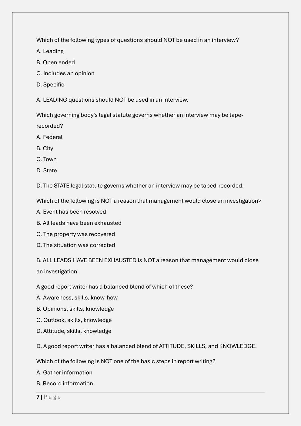 Preview page 7 of IAHSS Basic Healthcare Security Officers  Certification Exam test bank B