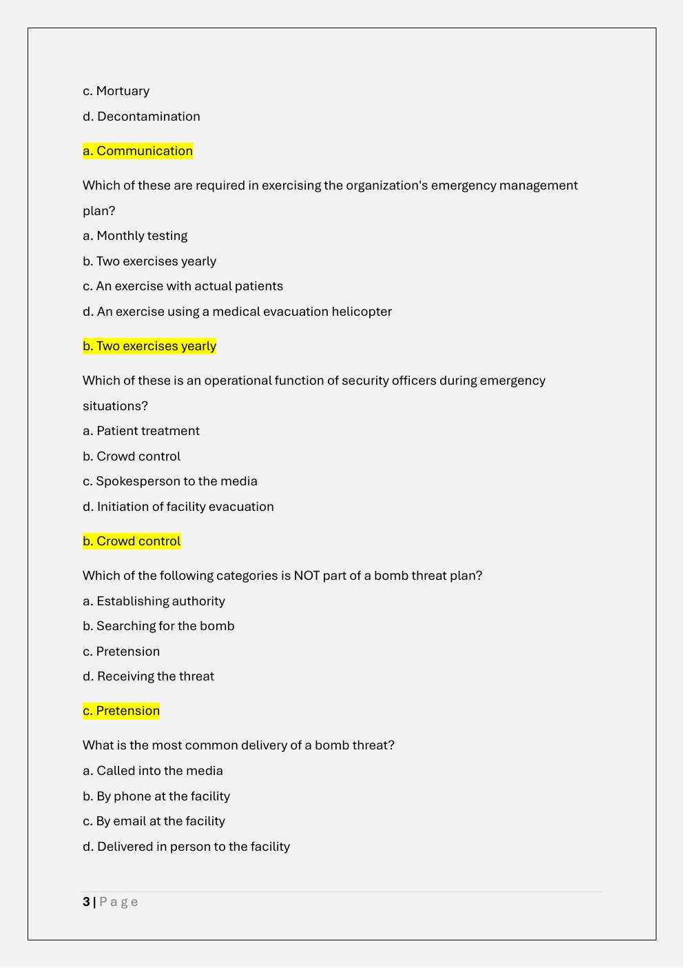 Preview page 3 of IAHSS Basic Healthcare Security Officers  Certification Exam Test bank A