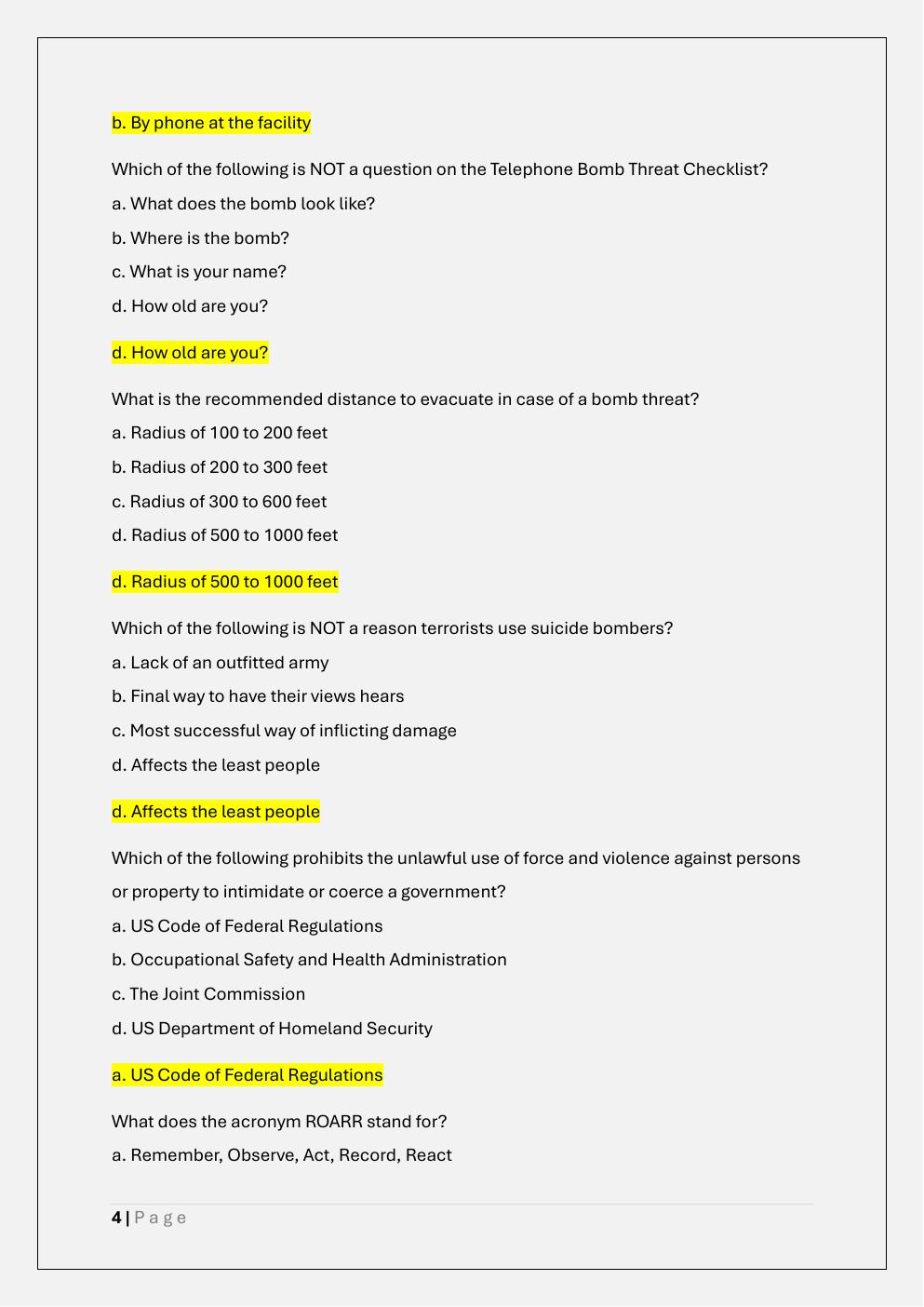 Preview page 4 of IAHSS Basic Healthcare Security Officers  Certification Exam Test bank A