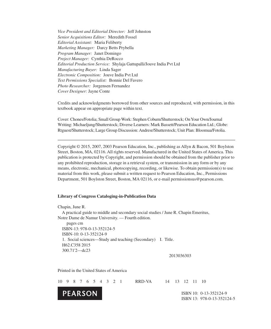 Preview page 4 of A Practical Guide to Middle and Secondary Social Studies 4th edition June Chapin