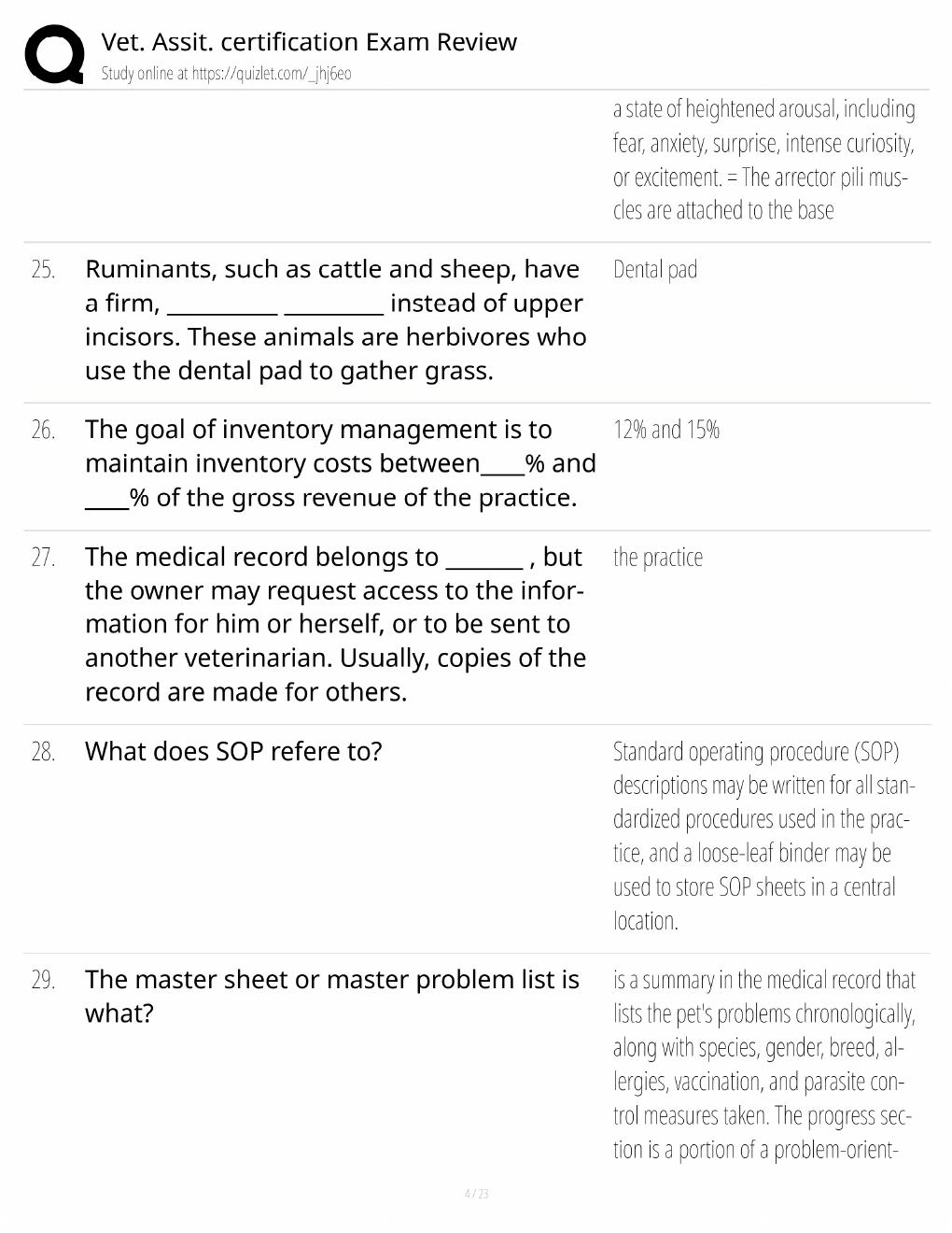 Preview page 4 of Vet Assistant Certification Exam Review / Score 100% / 2025 Update