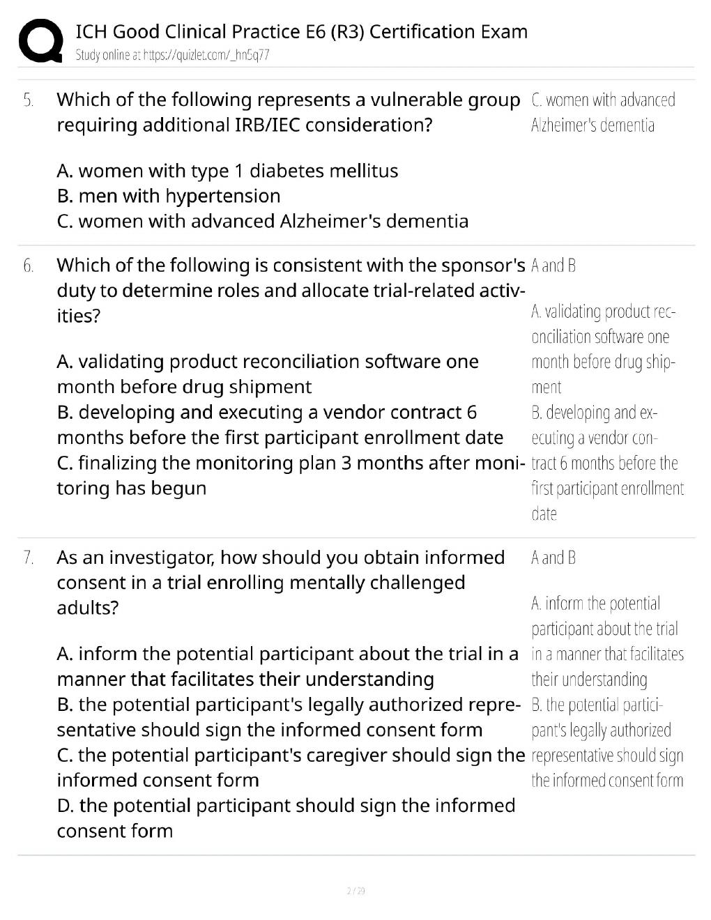 Preview page 2 of ICH GCP E6(R3) Certification Exam / Score 100% / 2025 Update