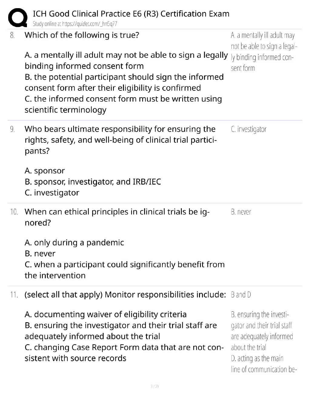 Preview page 3 of ICH GCP E6(R3) Certification Exam / Score 100% / 2025 Update
