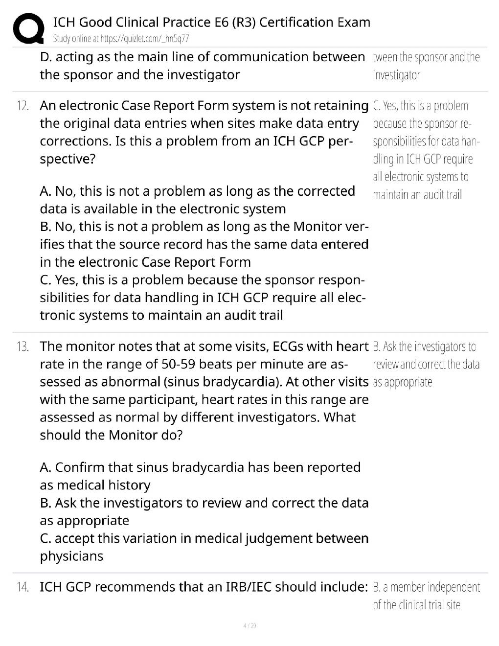 Preview page 4 of ICH GCP E6(R3) Certification Exam / Score 100% / 2025 Update