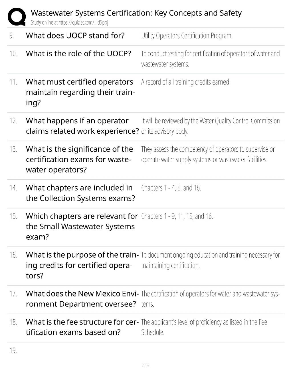 Preview page 2 of Wastewater Systems Certification / Key Concepts & Safety / Score 100% / 2025 Update