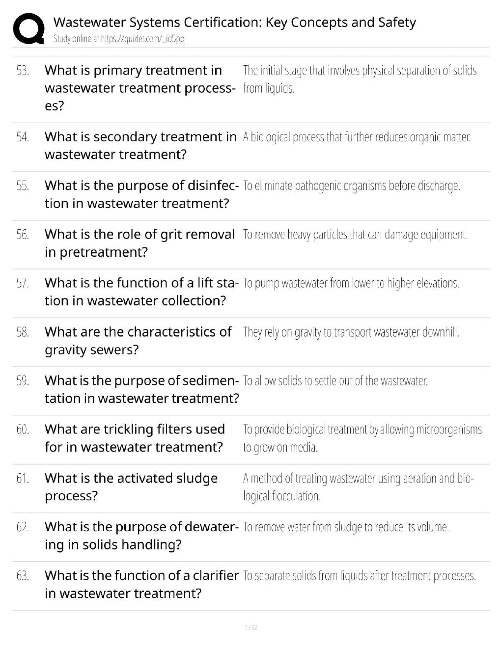 Preview page 7 of Wastewater Systems Certification / Key Concepts & Safety / Score 100% / 2025 Update