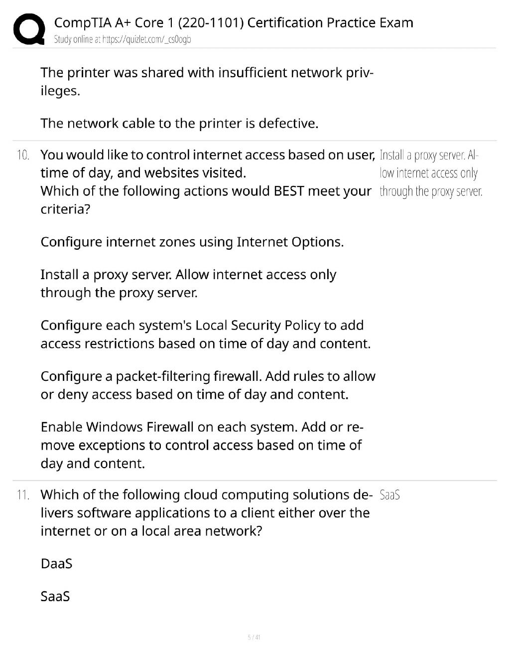 Preview page 5 of CompTIA A+ Core 1 (220-1101) Practice Exam / Score 100% / 2025 Update